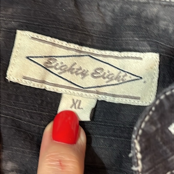 Eighty Eight Apparel black gray CROSS GOTH button up Shirt Men Bleach Dye Y2k XL - Picture 5 of 13